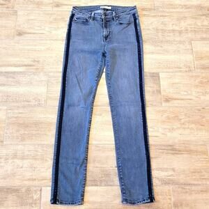 Fidelity Jeans Womens Size 27 Cher High Rise Slim Straight Piping Trim Blue Drop